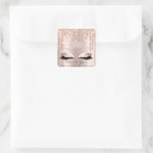 Dank u wel Beauty Lashes Lotus Bridal Roos Glitter Vierkante Sticker (Tas)