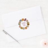 Dank u wel Boho hippy retro  daisies wreate Ronde Sticker (Envelop)