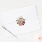Dank u wel Boho retro daisies burgundy roze Ronde Sticker (Envelop)