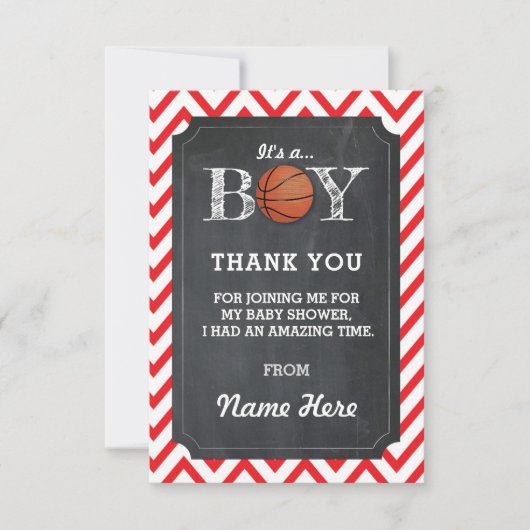 Dank u wel BY Basketball Cards Chalk Red Chevron Kaart (Voorkant)