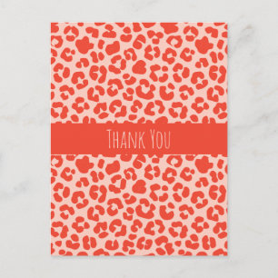 Dank u wel Cheetah Print Pattern Red Briefkaart