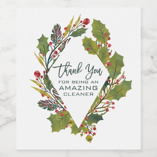 Dank u wel Cleaner voor Kerstmis Wijn Etiket (Enkel label)