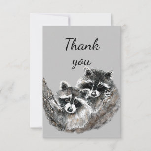 Dank u wel, Cute Cuddling Raccoon Hugs Love Animal Bedankkaart