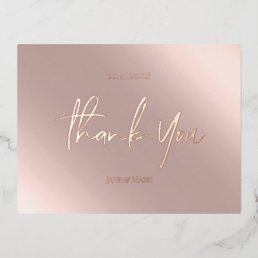 Dank u wel dat u echte Folie Rosegold Briefkaart v (Voorkant)