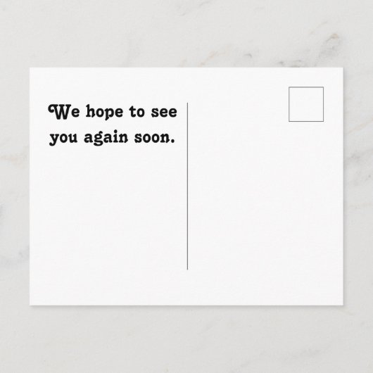 Dank u wel de verhuurde zeemeeuw van het gasthuis briefkaart (Achterkant)