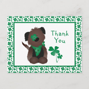 Dank u wel Dog Shamrock Green Briefkaart