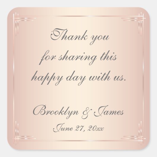 Dank u wel, Elegant Blush Wedding Stickers (Voorkant)