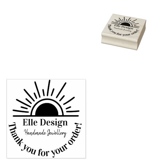 Dank u wel Elegant Custom Logo Feminine Boho Sun Rubberstempel (Gestempeld)