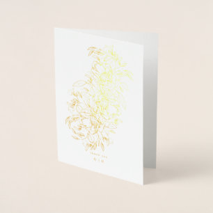 Dank u wel Elegant Hand Drawn Botanical Monogram Folie Kaarten