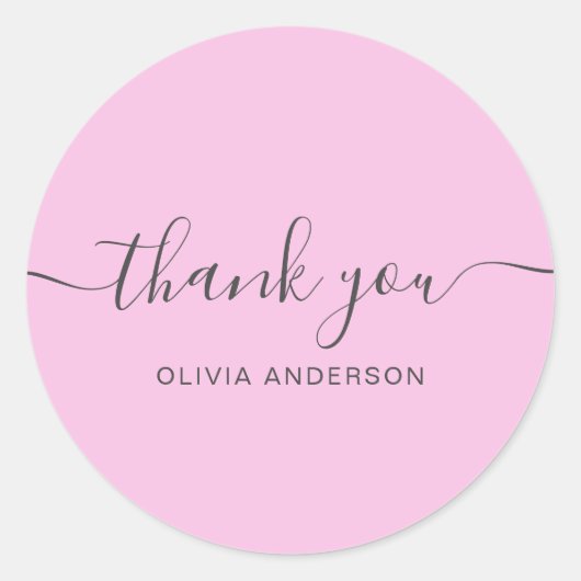 Dank u wel Elegant typografie chic blush Paars Ronde Sticker (Voorkant)