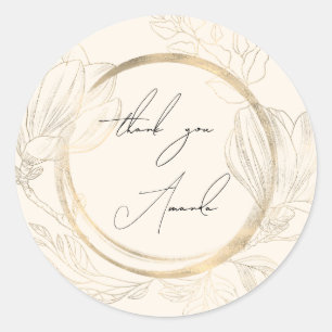 Dank u wel Floral Bridal Gold Shabby Chic Ronde Sticker