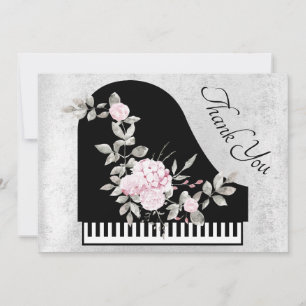 dank u wel floral piano decor bedankkaart