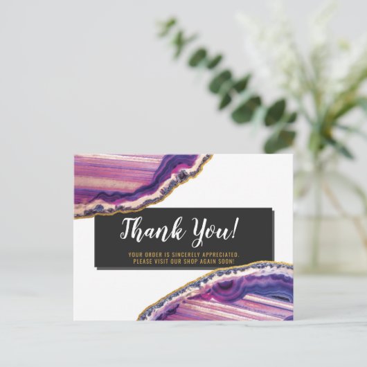 Dank u wel Geode Agate Slice Gemstone Ultra Violet Briefkaart (Staand voorkant)