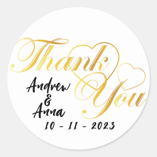 dank u wel hardegoud ronde sticker (Voorkant)