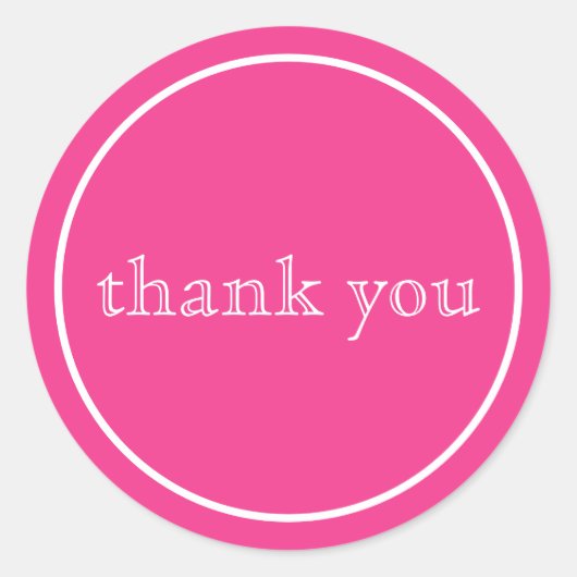 dank u wel in een roze klassieke ronde sticker (Voorkant)