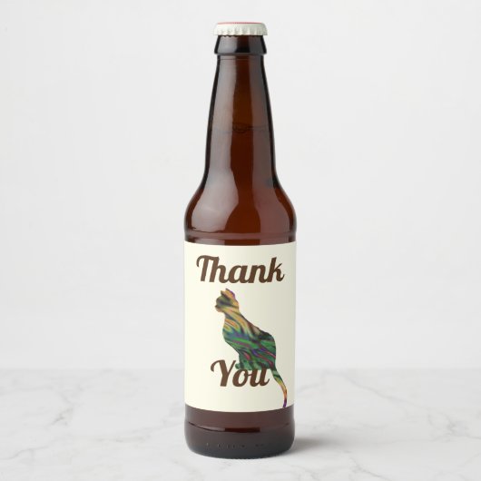 Dank u wel, kat Sitter, gemarmerde, gestripte Kitt Bier Etiket (Voorkant)