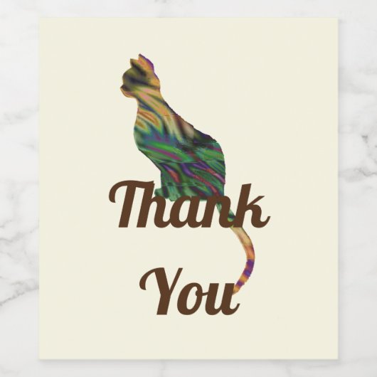 Dank u wel, kat Sitter, gemarmerde, gestripte Kitt Wijn Etiket (Enkel label)