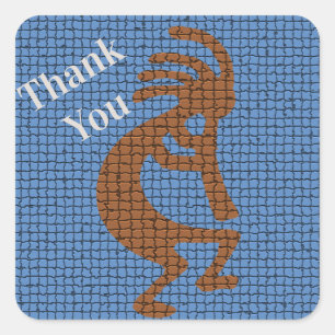 Dank u wel Kokopelli Flute Player Mosaic Southwest Vierkante Sticker