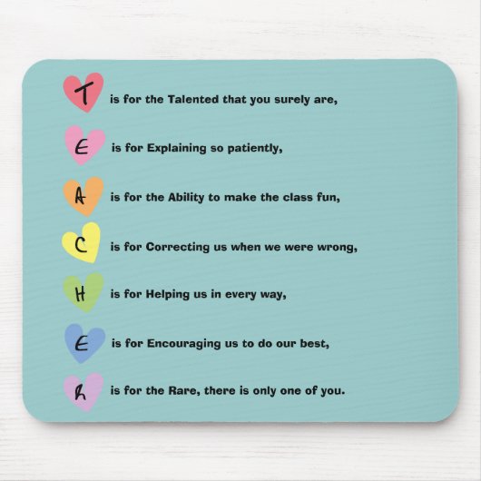 Dank u wel leraar Mousepad Muismat (Voorkant)