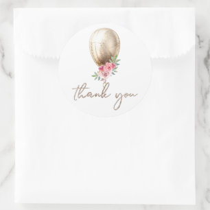 Dank u wel Luxe Beige Balloon Glitter Ronde Sticker