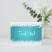 Dank u wel, Magic Sparkle Turquoise Briefkaart (Staand voorkant)