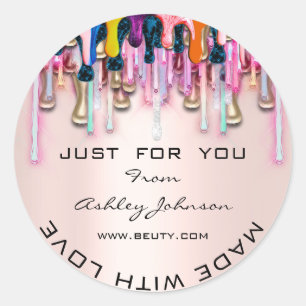 Dank u wel met de liefdesglitter-Roos Blush-schijv Ronde Sticker