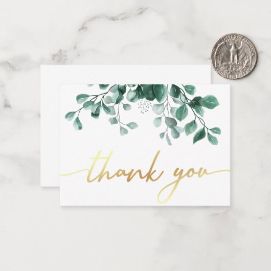 dank u wel met de Waterverf Eucalyptus Greenery Notitiekaartje (Voorkant / Achterkant in situ)