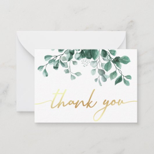 dank u wel met de Waterverf Eucalyptus Greenery Notitiekaartje (Voorkant)