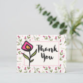 Dank u wel met roze en Oranje ventilator Briefkaart (Staand voorkant)