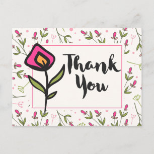 Dank u wel met roze en Oranje ventilator Briefkaart