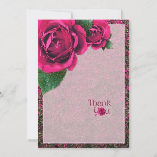 Dank u wel met roze rozen bedankkaart (Voorkant)