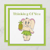 Dank u wel Mint Floral Pinapple en Elephant Notitiekaartje (Voorkant / Achterkant)