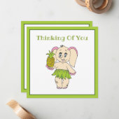 Dank u wel Mint Floral Pinapple en Elephant Notitiekaartje (Voorkant / Achterkant in situ)
