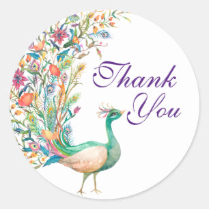 Dank u wel Peacock Round Stickers