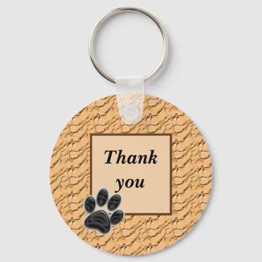 Dank u wel, Pet Sitter Paw Print Light Brown Sleutelhanger (Voorkant)