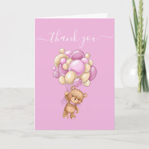 Dank u wel Pink Teddy Wonderful Balloons Kaart