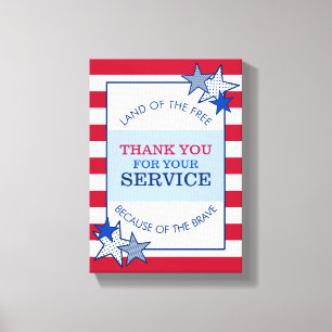 Dank u wel Stars Stripes Patriotic Veteran Service Canvas Afdruk
