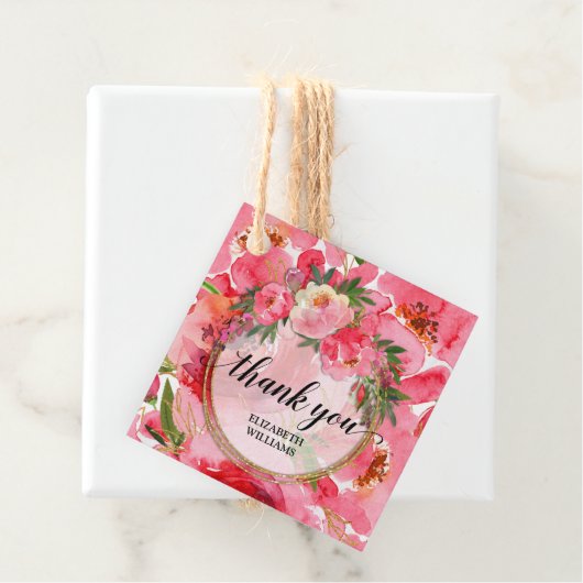 Dank u wel, tekstbloemen bedankjes labels (In situ)