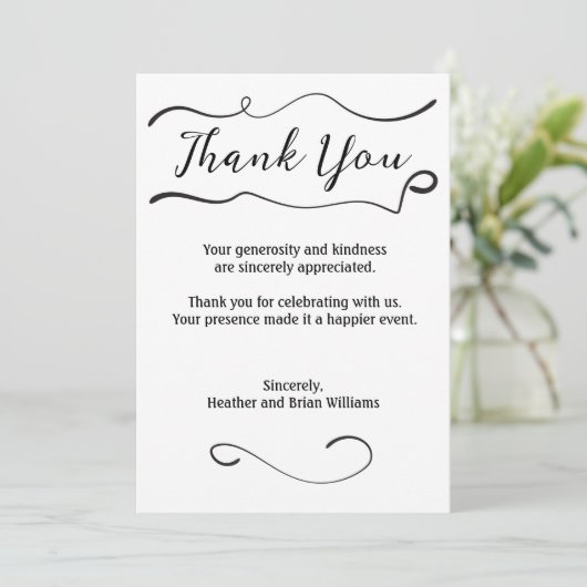 Dank u wel voor Swirl met Afbeelding Bedankkaart (Staand voorkant)