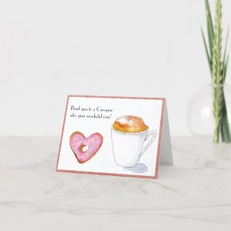 Dank u wel Waterverf Donut en koffie voor Zorgverl Bedankkaart