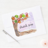 Dank u - Whimsical Waterverf Leafy Tree Vierkante Sticker (Envelop)