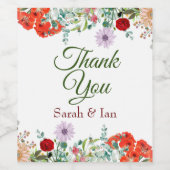 Dank u wijnfles gunsten wijn etiket (Enkel label)