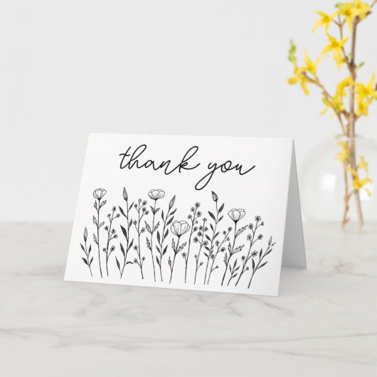DANK U Wildbloemen Eenvoudig Aangepast Kaart (Gele Bloem)
