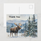 Dank U Wilde Moose in Sneeuw Dank U Briefkaart (Voorkant / Achterkant)
