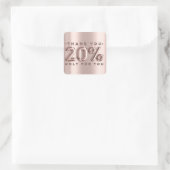 Dank u winkelend Roos druppelt 20% uit Modern Vierkante Sticker (Tas)