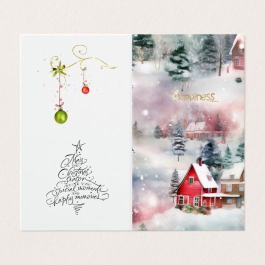 DANK U Winter Geluk Vakantie Wensen Visitekaartjes (Buitenkant ongevouwen)