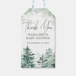 Dank u winterbos baby shower cadeaulabel