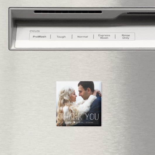 dank u witte trend typografie bruiloft foto magneet (Insitu (Vaatwasser))