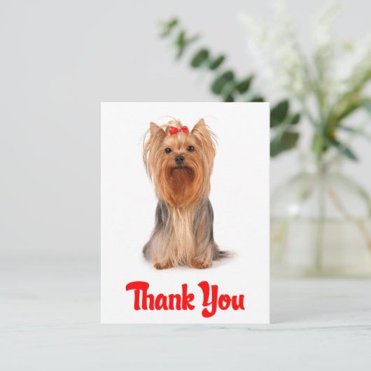 Dank u Yorkshire Terrier Puppy Dog Briefkaart (Staand voorkant)