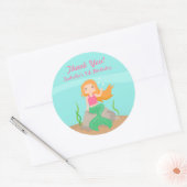 Dank u Zeemeermin Meisjes Verjaardagsfeestje Stick Ronde Sticker (Envelop)